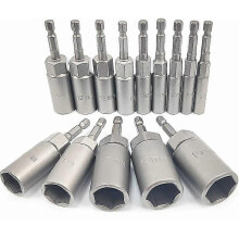 14 Pices Douille Visseuse Approfondir, 6-19mm Adaptateur Hexagonal, Profondeur D'usinage 34mm, Hexagonal Pour Tournevis crou de pour Perceuse Ma