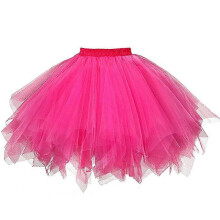 (Hot Pink) Tulle Skirts Womens Pleated Gauze Short Skirt Carnival Dancing Skirt for Adult Tutu Dancing Skirt
