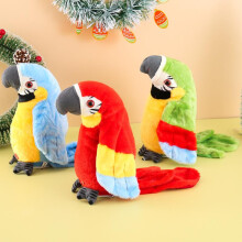 (Red,Recording)Smart Electric Plush Parrot Toy with Voice Recording & Repeating, Flapping Wings & Dancing, Interactive Pet Toy for Kids Gift