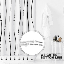 Black And White Striped Fabric Shower Curtain for Bathroom with Hooks, Shower Curtain Set 84 Inches Long, Bath Curtains Weighted Hem,waterproof - DD