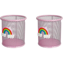Pot a Crayon Rose, 2 Pices Porte Stylo Mtallique Porte Stylo Bureau, Arc-En-Ciel Pot Crayon Pour Le Bricolage Cratif Dcoration, Fournitures De Bur