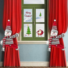 2 Pieces Christmas Curtain Buckle Window Decorations Cartoon Curtain Tieback Curtain Hook(Snowman) - DD01