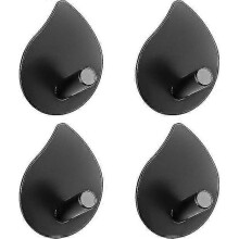 4 Pices Crochet Adhesif Mural (Noir), Acier Inox Crochet Salle de Bain, Accroche Torchon Cuisine sans Percer