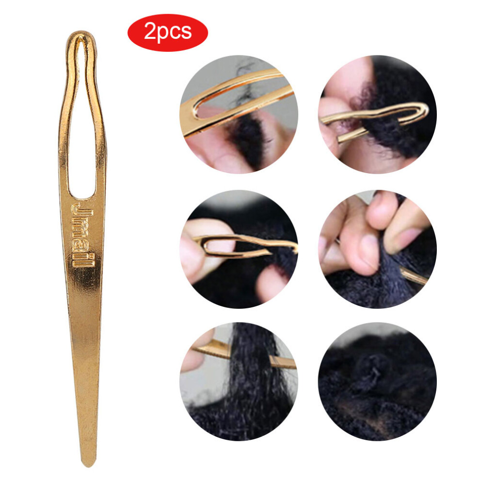 2 Gold Crochet Hooks for Dreadlock Braiding Tools