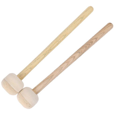 2Pcs Drum Mallet Felt Head Long Wooden Handle Non Slip Instrument Accessory Set Kit 2