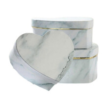 (White) KINCJON 3xheart-shape Gift Box Marble Candy Packing For Case Jewelry Necklace Ring Organizer