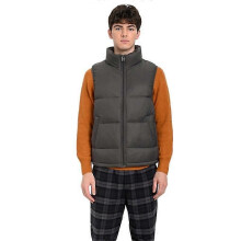 (M, GRAY) Men's Puffer Vest Winter Outdoor Zipper Sleeveless Warm Puffey Jacket