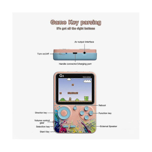 G5 Retro Console Handheld Game Player 3.0 Inch Pocket Game Controller Built-In 500 Games Double Mod 1