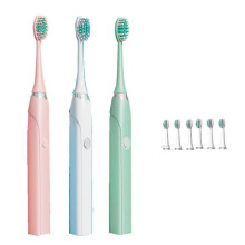 (3 heads, green) Gift Home Vibration Soft Hair Toothbrush Rechargeable Automatic Ultrasonic Adult