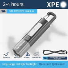 (blackA) Portable Mini High Brightness Colorful Flashlight Telescopic Zoom Camping Flashlight Three-gear Adjusting Flashlight