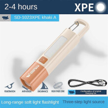 (khaki) Portable Mini High Brightness Colorful Flashlight Telescopic Zoom Camping Flashlight Three-gear Adjusting Flashlight