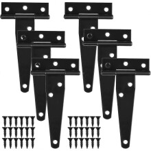 6pcs T-hinges, Barn Door Hinge, Black T-hinges, Outdoor T-hinges Iron Door Hinges Heavy Duty Hinges for Doors, Windows, Sheds 4 Inch - DD