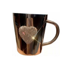 (1 pcs) Heart-Shaped Crystal Rhinestone Stainless Steel Coffee & Beer Mug