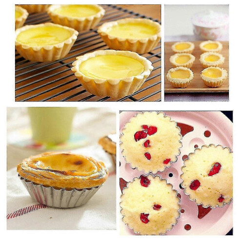 20pcs Egg Tart Aluminum Cupcake Cake Cookie Mold Lined Mould Tin Baking Tool - DD01