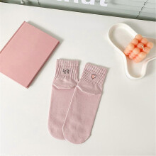 (pink)5 pair Socks For Women Spring Thin Summer White Small Leather Shoes College Style Short