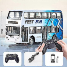 (Blue Double Decker) wireless Remote Control Bus With Light Simulation Electric Large Double-decker Bus Toys For Boys Children Toy Rc Car - PJ