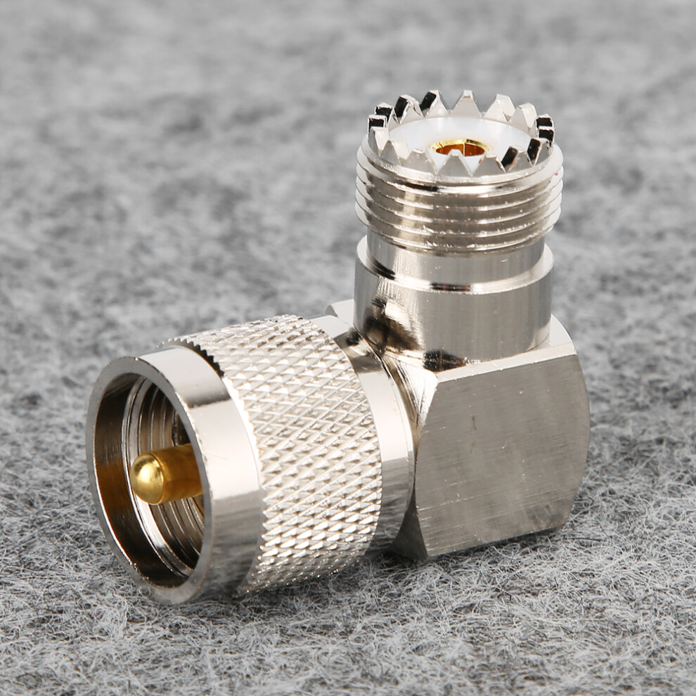 2Pcs Uhf Male Pl259 To Female So239 Right Angle Rf Coaxial Adapter Brass 9491393350383