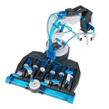 (blue) 2024 Hydraulic Mechanical Arm Kit Kids Building Assembly Toy Learning Science Arm Mechanical Electric Robot Toys Educational Gifts