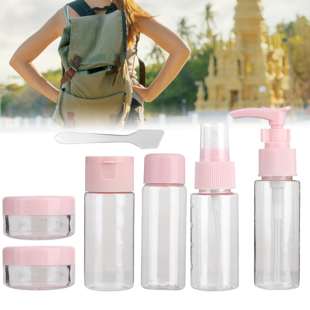 Pink 7Pcs Travel Reusable Cosmetic Bottle Set 87G