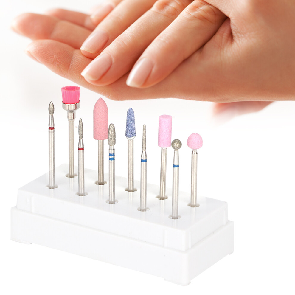 10pcs Nail Drill Bits with Sanding Heads for Electric Manicure Pedicure Tools