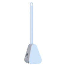 (Blue) Toilet Brush Wall-Mounted Soft Rubber Long-Handled Silicone Toilet Brush Toilet Holder Bathroom Accessories