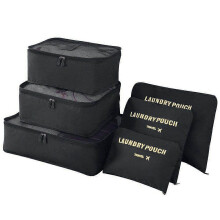 (Black) Travel Organiser Packing Bags,6 PCS Travel Packing Cubes Set for Clothes Travel Luggage Organizers Storage Bags