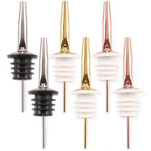 6 Spirit Bottle Pourers Freeflow Olive Oil Drizzler Pourer Spout Stainless Steel Silver Rose Gold