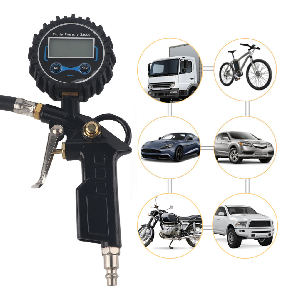High Accuracy Digital Car Tire Pressure Gauge 0-200 Psi Lcd 14" Hose 3611393357724