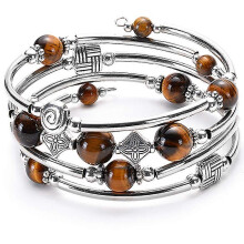 (Coffee) Wrap Bracelet Bohemian Beaded Bracelet Multicolor Turquoise Elastic Stackable Pendant Bracelet for Women