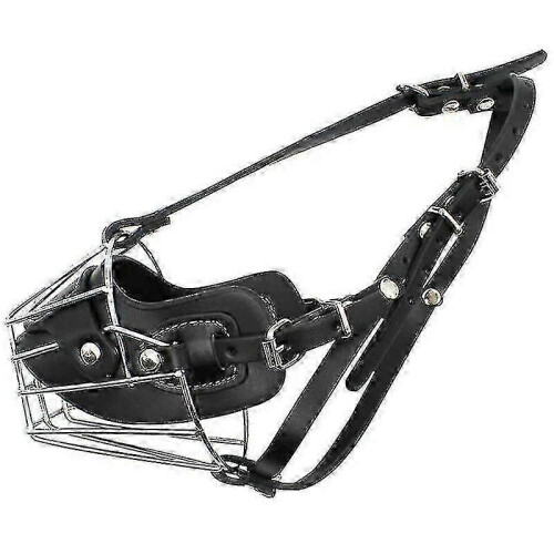 (XL)Super Metal Muzzle Dog Muzzles Leather Muzzle For Large Dogs 2