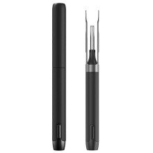 (Black) Ear Wax Removal Tool Kit with Camera LED Light with Ear Pick/Tweezers Mode Ear Cleaner Birthday Present