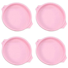 KINCJON 4Pcs Silicone Cake Pan Round Cake Layer Set Silicone Bakeware Mold for Baking Tool Rainbow Cake and Mousse, Pink, 8Inch