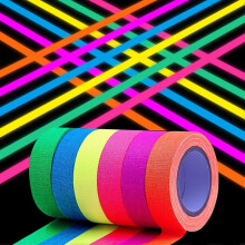 6 Colors Fluorescent UV Blacklight Glow In Dark Tape - Neno Gaffer Cloth Tape for Neno Party Decoration