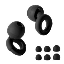 (Black) HUAK Soft Silicone Earplugs: Noise Cancellation + Waterproof C Comfortable to Wear for Sleeping & Swimming