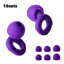 (10sets Purple) HUAK Soft Silicone Earplugs: Noise Cancellation + Waterproof C Comfortable to Wear for Sleeping & Swimming