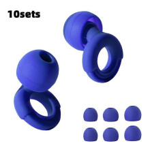 (10sets Royal Blue) HUAK Soft Silicone Earplugs: Noise Cancellation + Waterproof C Comfortable to Wear for Sleeping & Swimming