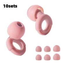 (10sets Pink) HUAK Soft Silicone Earplugs: Noise Cancellation + Waterproof C Comfortable to Wear for Sleeping & Swimming
