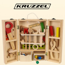 Doos + set houten gereedschap 22697