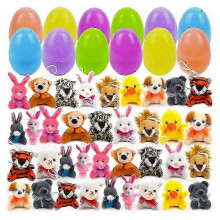 (36pcs) w Colorful Plush Animal Toys-filled Easter Egg Baskets 12/24/36 Count Perfect Party Favors and Kids Gift for Easter Celebrations