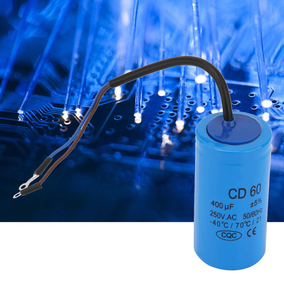 Cd60 250V Ac 400Uf Run Capacitor For Motors, Blue, 50/60Hz 9321393366018