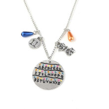 (C) Stranger Things 4 Theme Necklace Flower 26 Letters Retro Pendant Halloween Best Gift for Kids and Friends