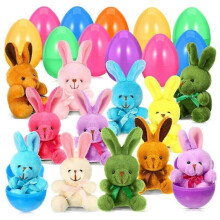 12Pcs Filled Easter Eggs with Plush Bunny, Easter Eggs Filled with Toys, Perfect for Basket Stuffers, Party Favors