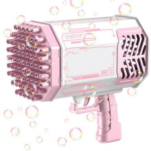 (Pink) Bubble Machine Gun, Diy Bubble Bazooka Machine 69 Holes Bubble Blower