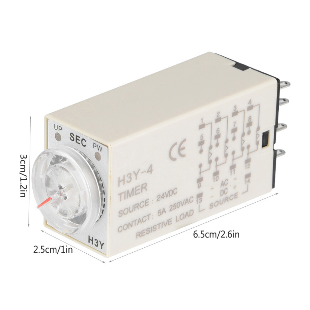 H3y-4 24Vdc Time Relay Delay Switch 14-Pin 5A 30S Compact 8411393367076