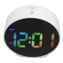 4 Inch LED Alarm Clock, 12/24H, Brightness Levels, White Case