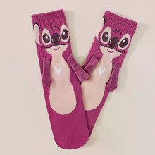 (B) Disney Stitch Magnet Hand In Hand Sock Cartoon Fun Fashion Soft Comfortable Creative Adults children Christmas stocking toy gift
