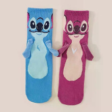 (C) Disney Stitch Magnet Hand In Hand Sock Cartoon Fun Fashion Soft Comfortable Creative Adults children Christmas stocking toy gift