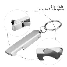 Compact 2 in 1 Key Ring Tool - Nail Clipper & Bottle Opener High-Quality Metal