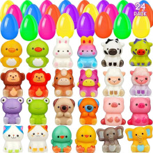 DIYDEC 24PCS slow reboundEaster 3D Printed Eggs Mini Fidget Toys for Kids Boys Girl Easters Basket Stuffers School Classroom Prizes Egg Hunt Party Fav