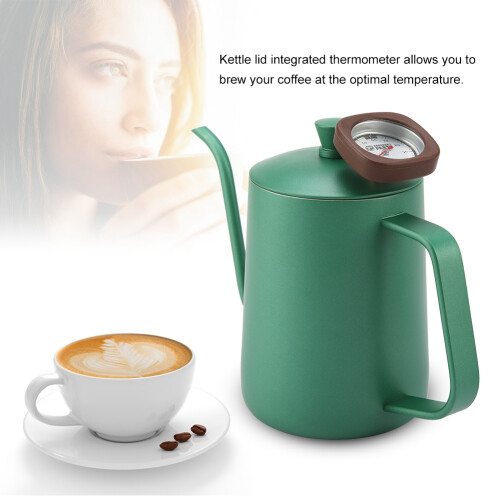 Pink 600ml Gooseneck Coffee Kettle Thermometer